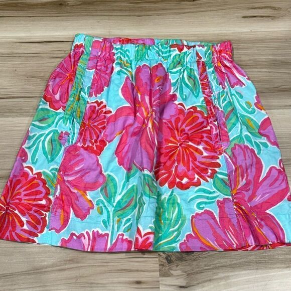 Lilly Pulitzer Blue Pink Shorlie Bellina Floral Print Mini Skirt Women’s Small - Picture 1 of 4